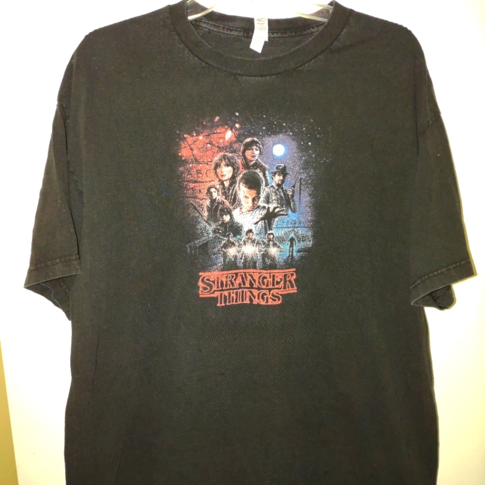 Stranger Things NETFLIX Black Graphic T-Shirt Sz Xlg Unisex